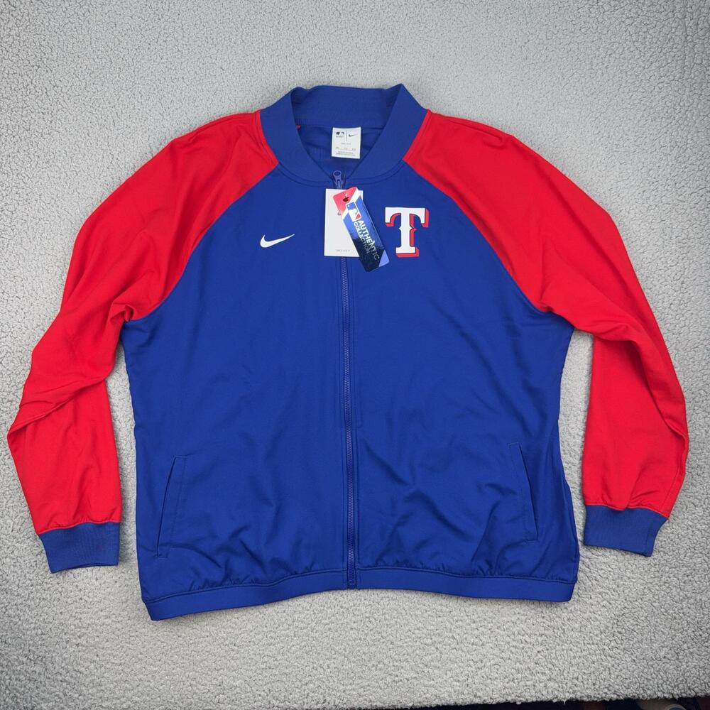 Texas Rangers Jacket Womens 2XL Blue Red MLB Baseball Nike Authentic Dri Fit